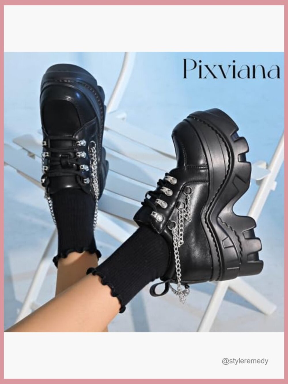 Platform Wedge Sneakers Chunky Y2K Fashion Lace Up Faux Leather Comfort Heels - Picture 6 of 7